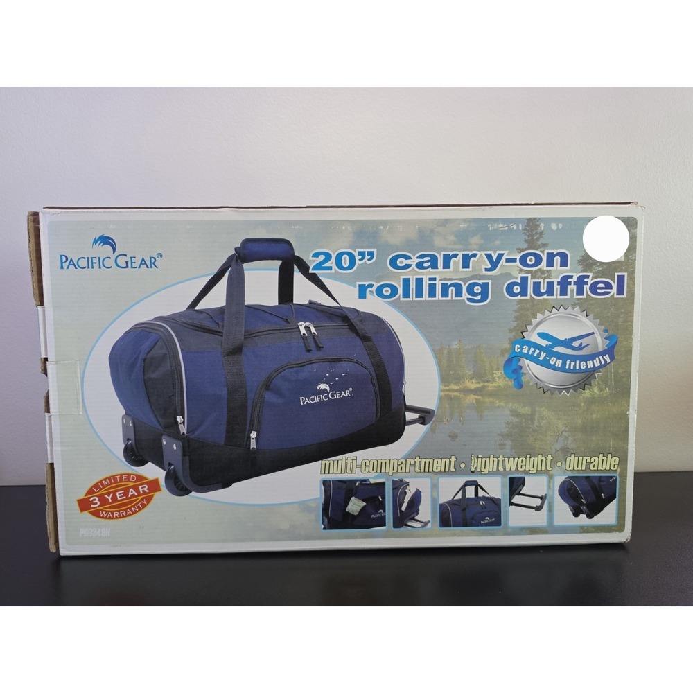 Pacific Gear Duffel Bag with Rolling Wheels Navy 20 Inch NEW